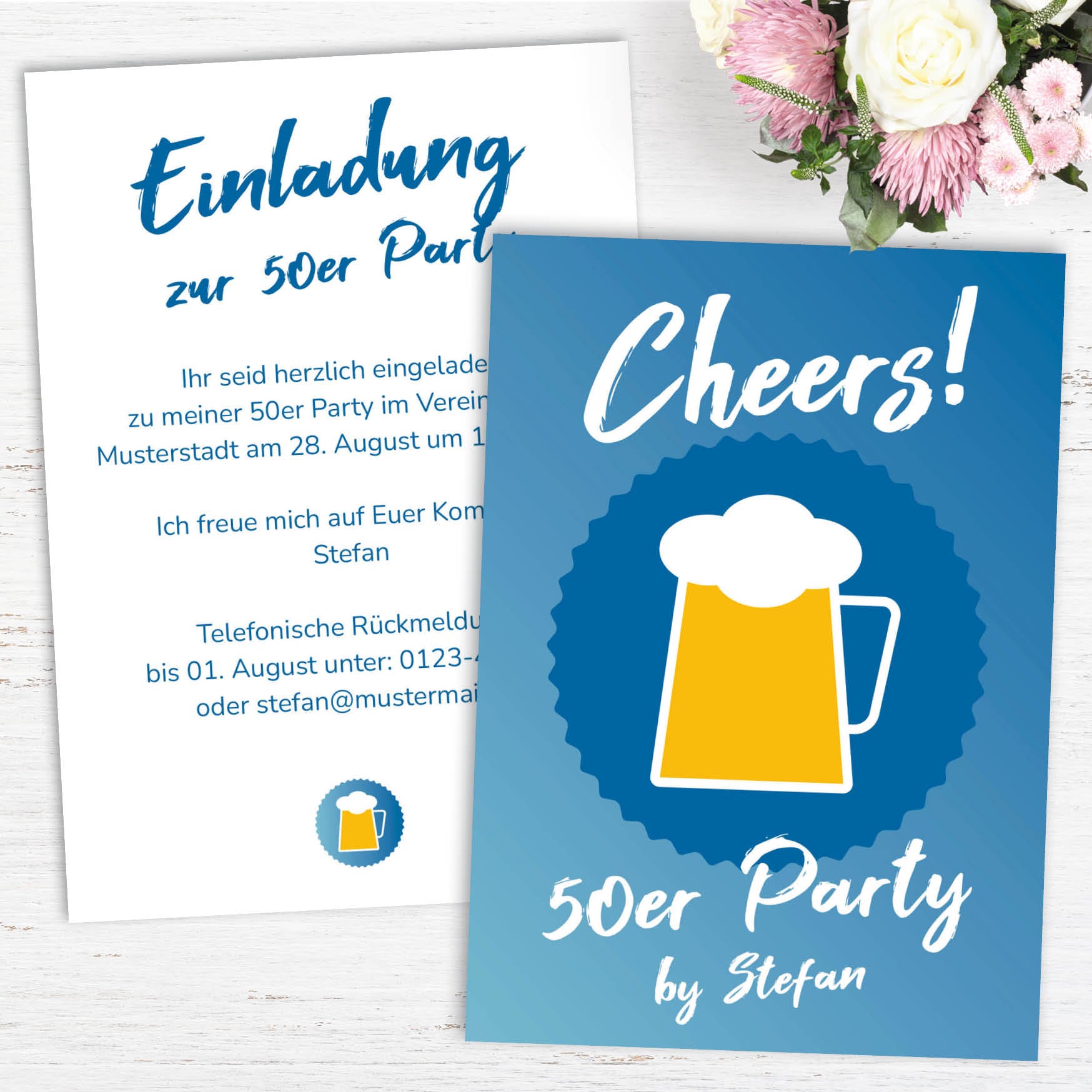 Einladung zum 50. Geburtstag: Cheers - to 50 years